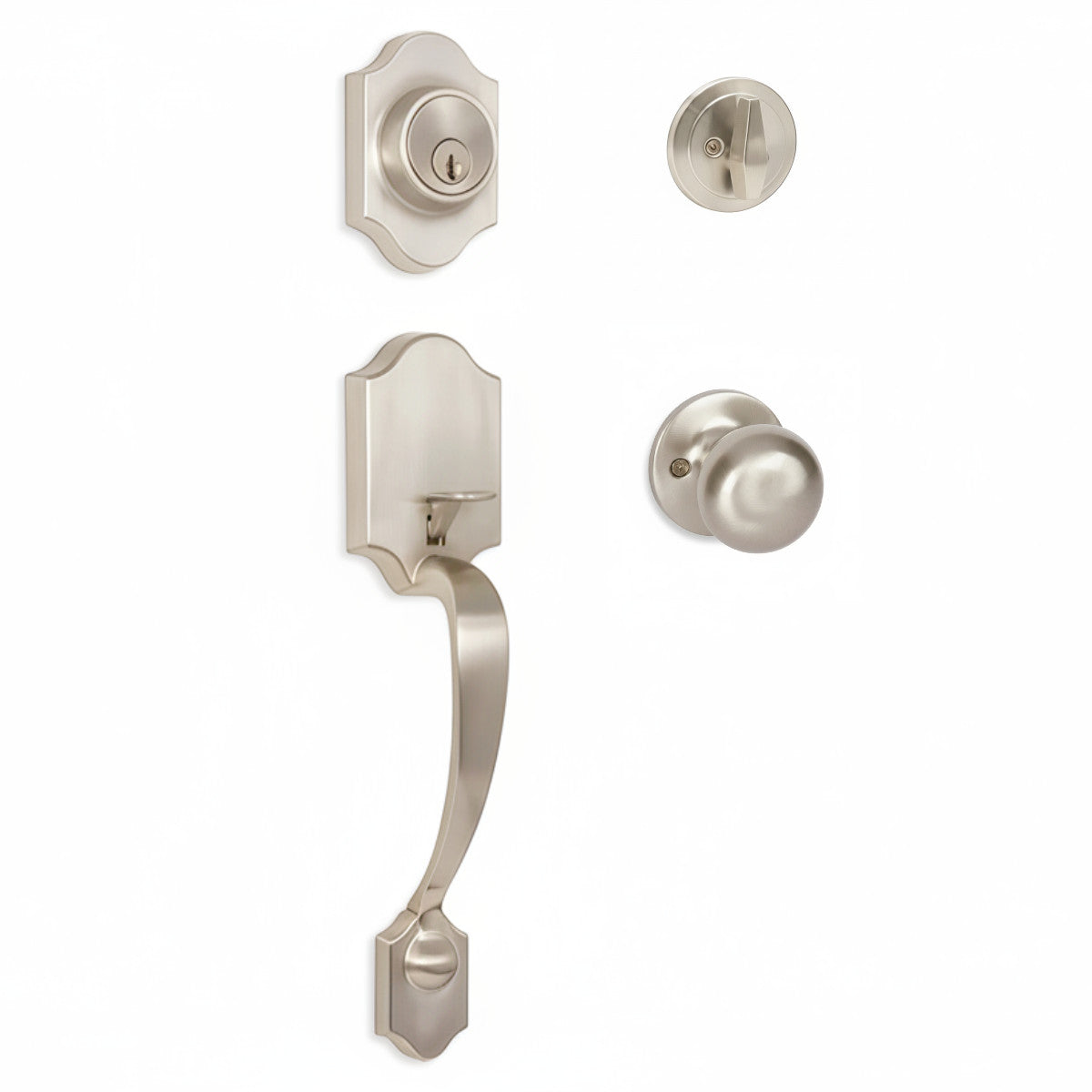 Valhala Satin Nickel Decorative Handleset with Bedford Knob