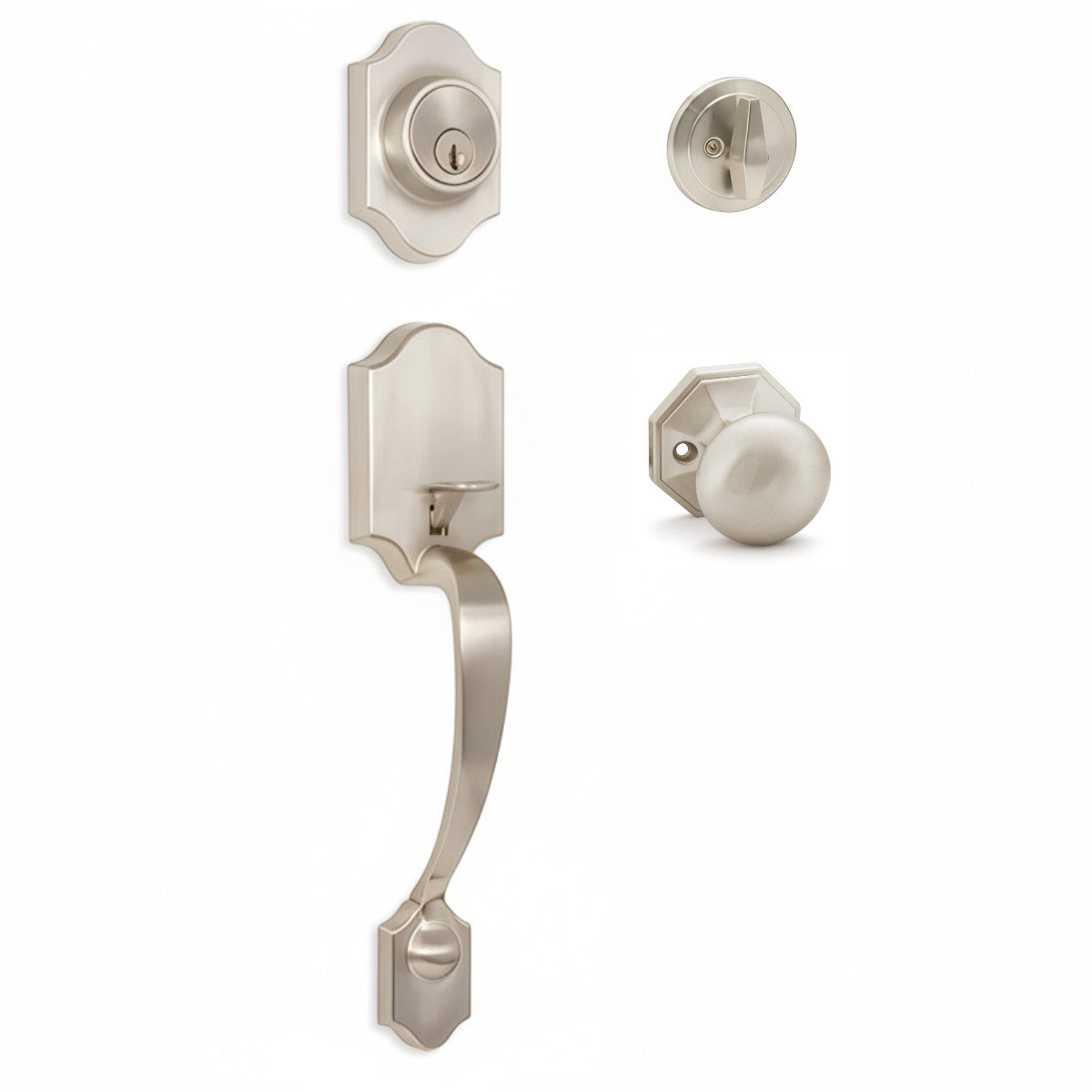 Valhala Satin Nickel Decorative Handleset with Stanton Knob