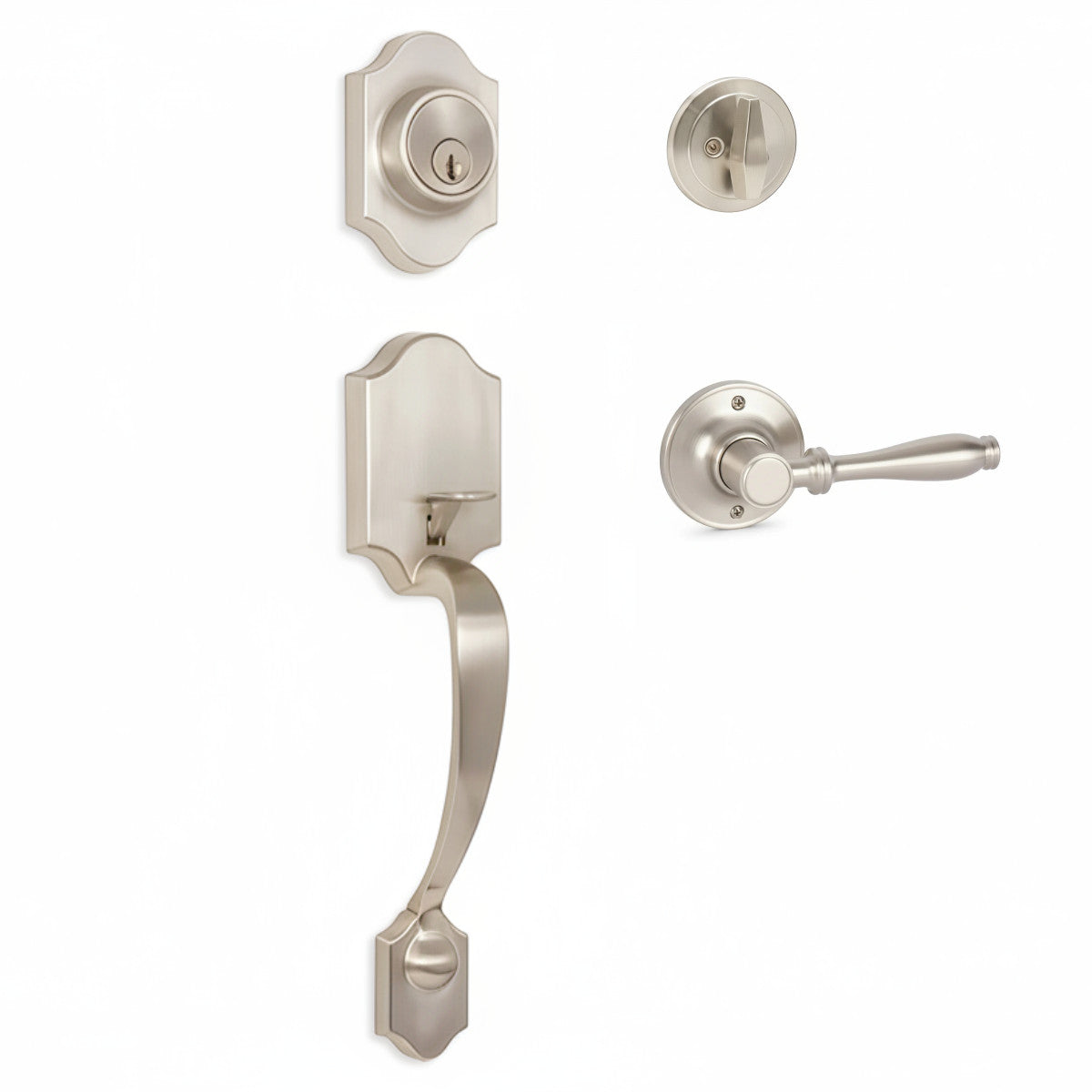 Valhala Satin Nickel Decorative Handleset with Villa Lever