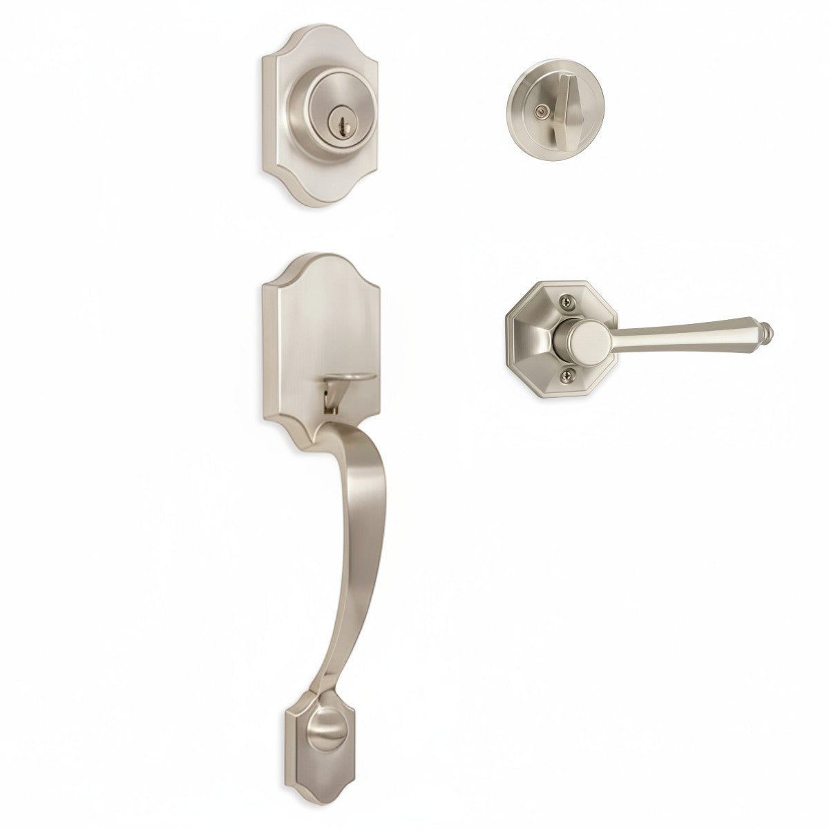 Valhala Satin Nickel Decorative Handleset with Windsor Lever