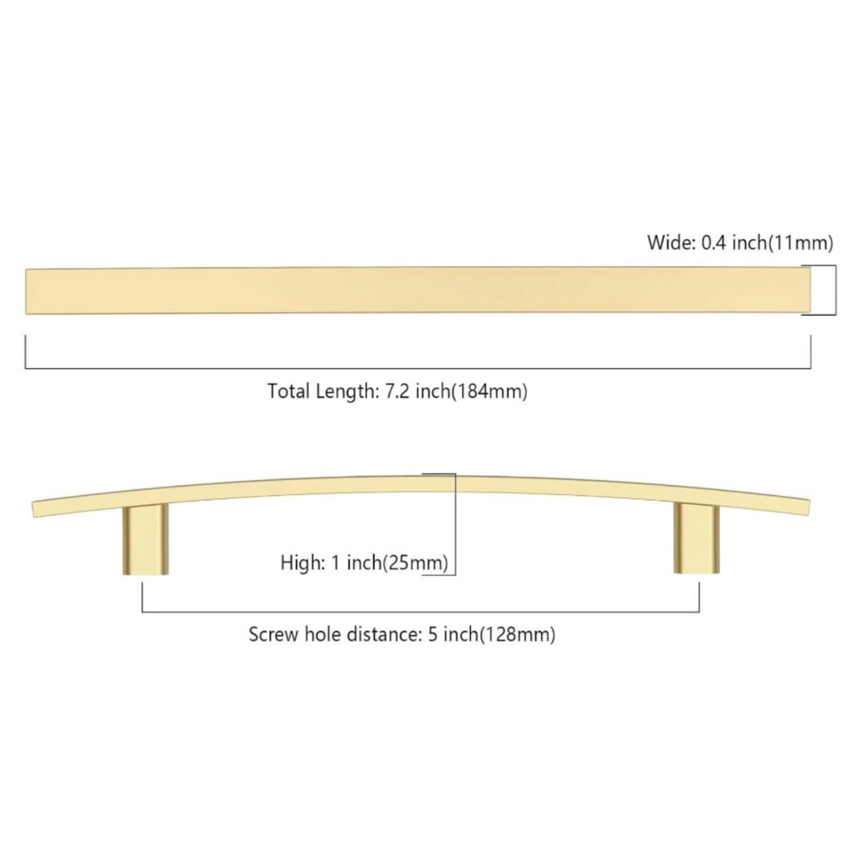 Amerdeco 10 PACK Brushed Gold 5" (128mm) ZH0003 Kitchen Cabinet Pull