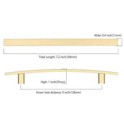 Amerdeco 10 PACK Brushed Gold 5" (128mm) ZH0003 Kitchen Cabinet Pull