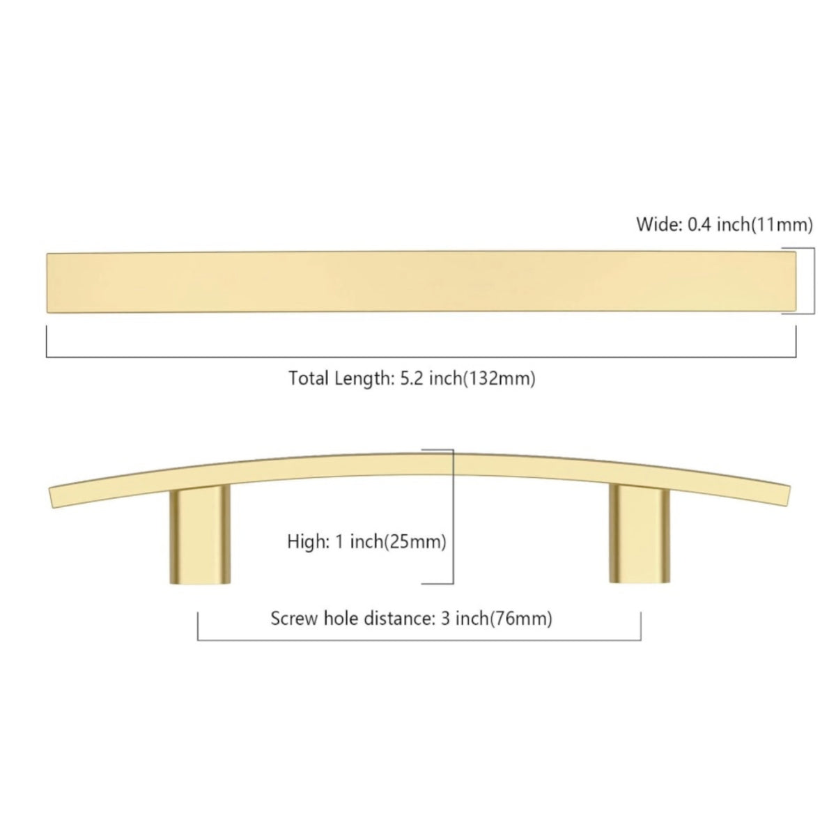 Amerdeco 10 PACK Brushed Gold 3-3/4" (96mm) ZH0003 Kitchen Cabinet Pull