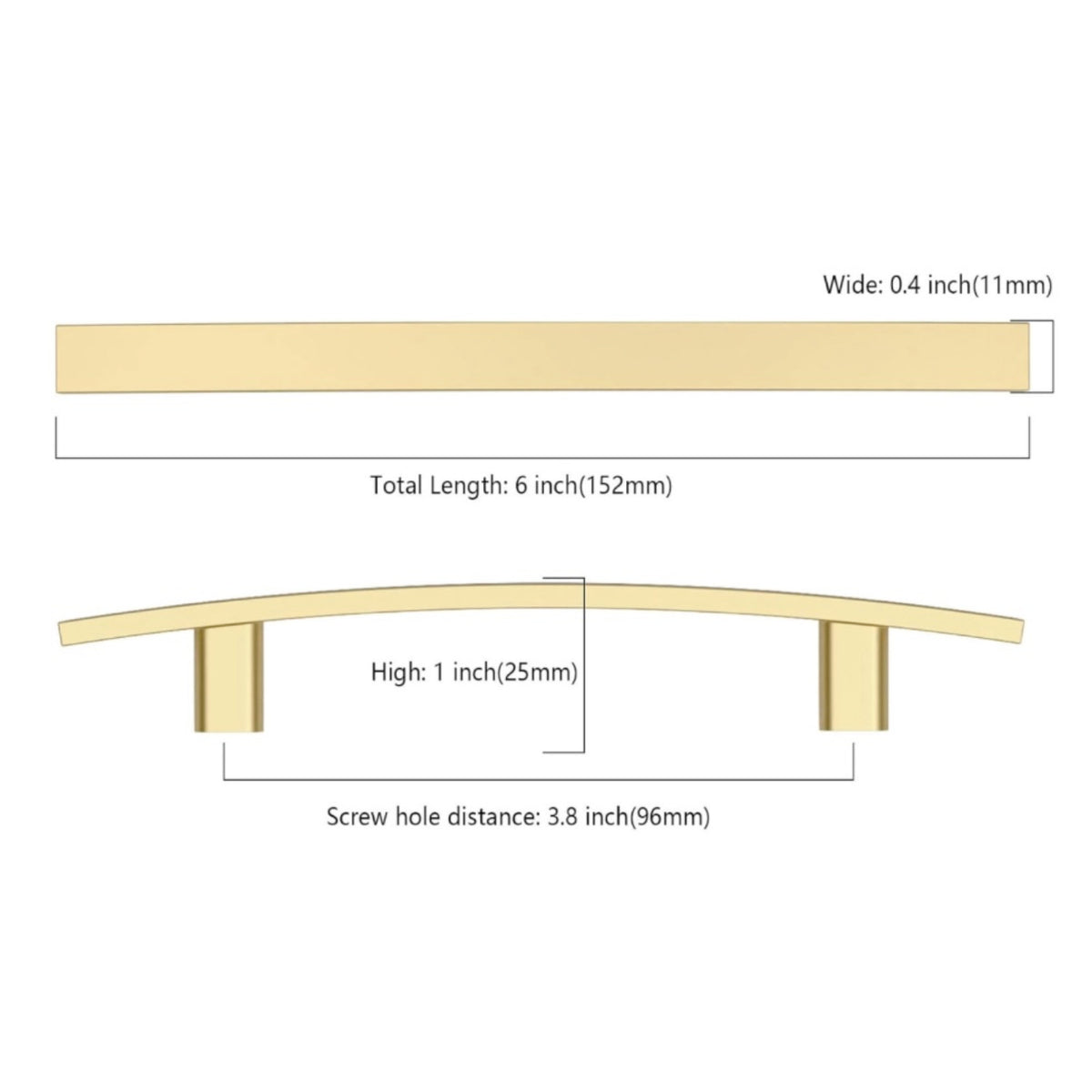 Amerdeco ZH0003 Brushed Gold 3-3/4" (96mm) Kitchen Cabinet Pull