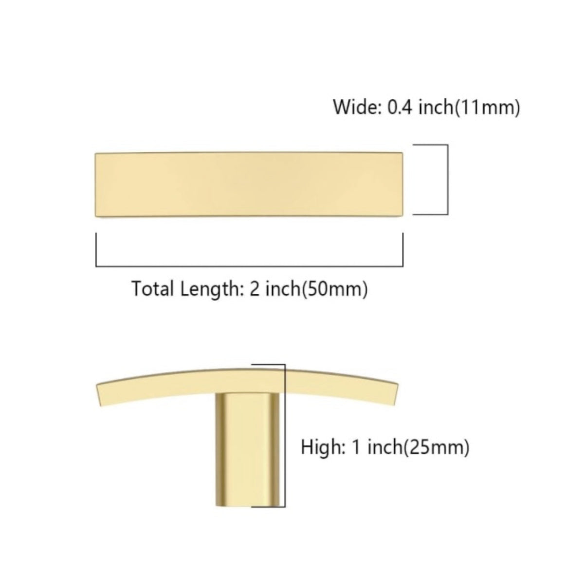 Amerdeco ZH0003 Brushed Gold T-Bar Kitchen Cabinet Knobs