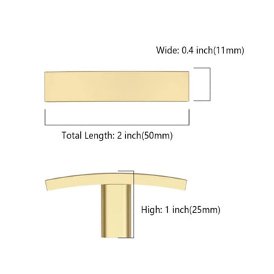 Amerdeco ZH0003 Brushed Gold T-Bar Kitchen Cabinet Knobs