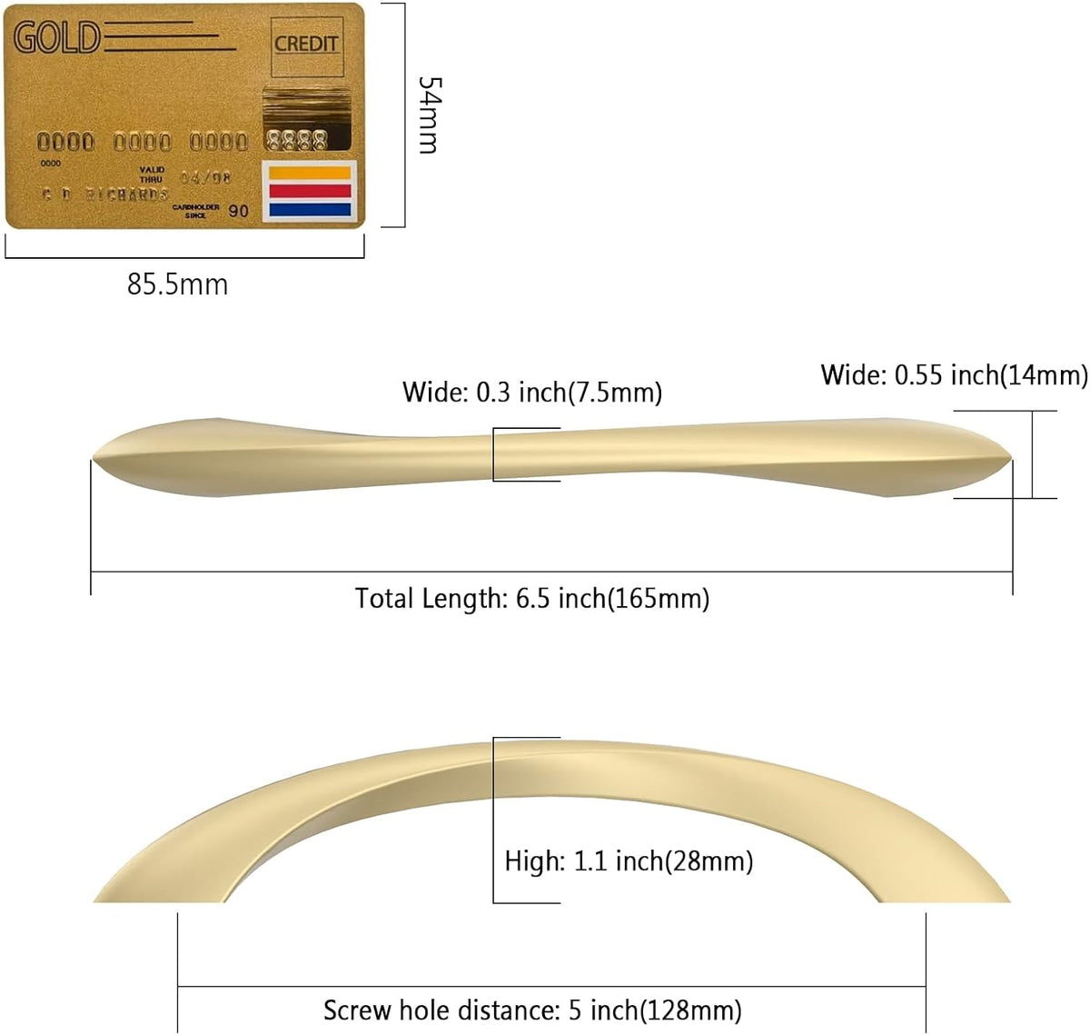 Amerdeco 10 Pack Brushed Gold 5 Inch (128mm) Hole Center Cabinet Pulls