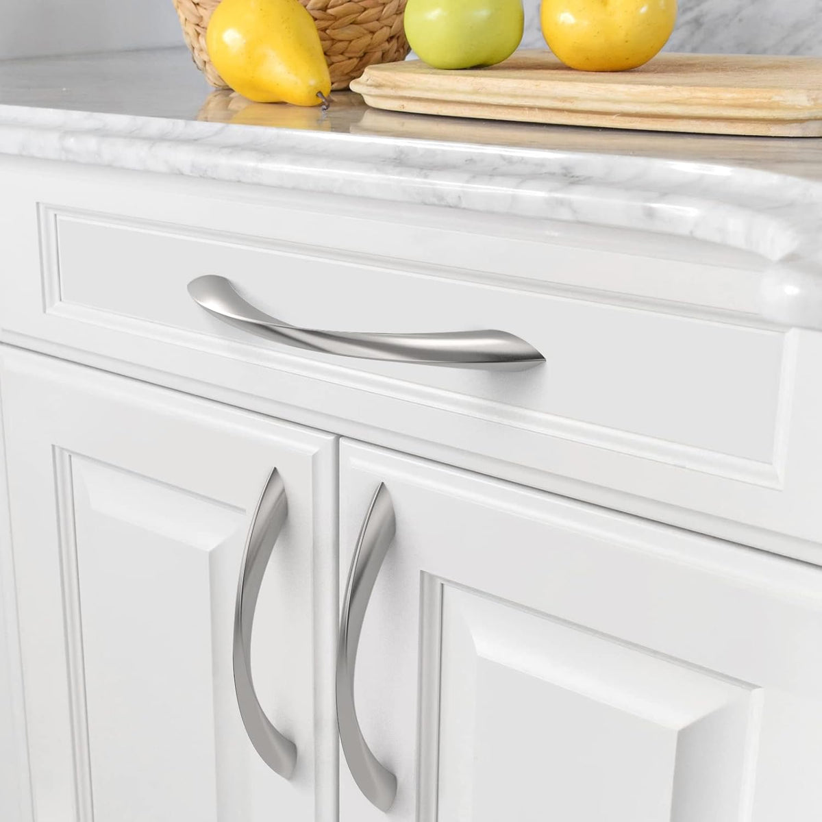 Amerdeco 10 Pack Brushed Satin Nickel 5 Inch (128mm) Hole Center Cabinet Pulls