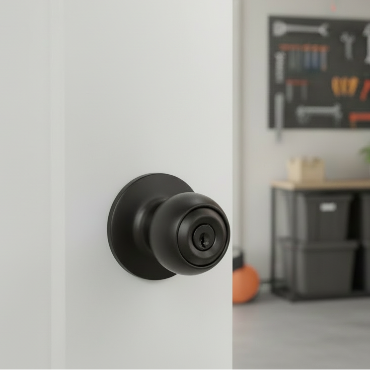 Ashland Keyed Entry Door Knob, Matte Black
