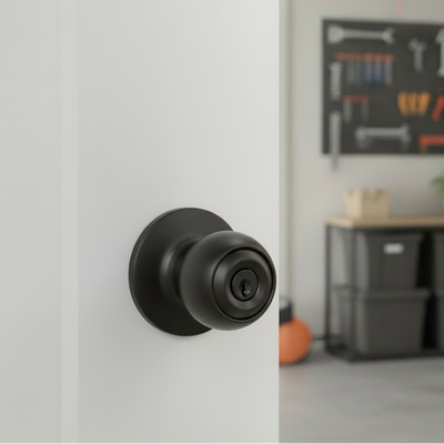 Ashland Keyed Entry Door Knob, Matte Black