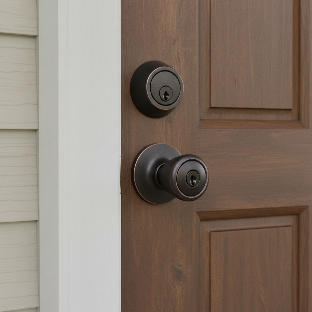 Salem Oil Rubbed Bronze Entry Knob with Matching Single Cylinder Deadbolt Combo Pack