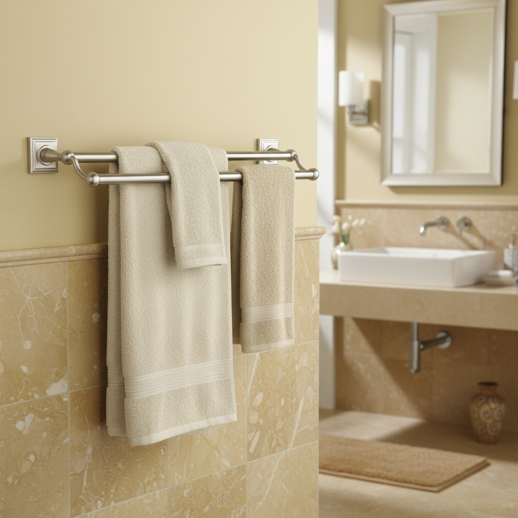 Aurora Series Satin Nickel 24" Double Towel Bar