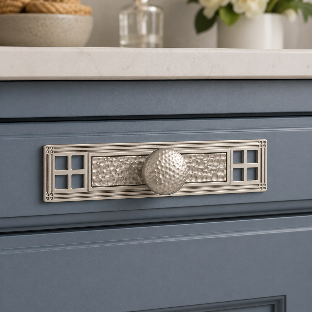 Cosmas 10552SN Satin Nickel Craftsman Cabinet Knob Backplate