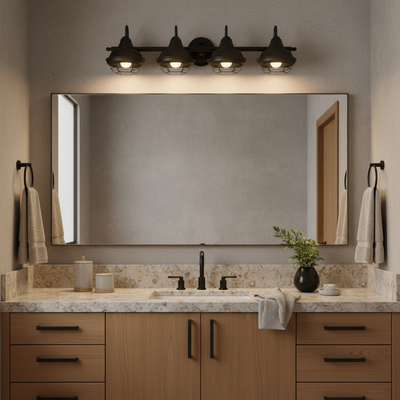 Charleston Matte Black 4 Light Wall Sconce / Bathroom Fixture