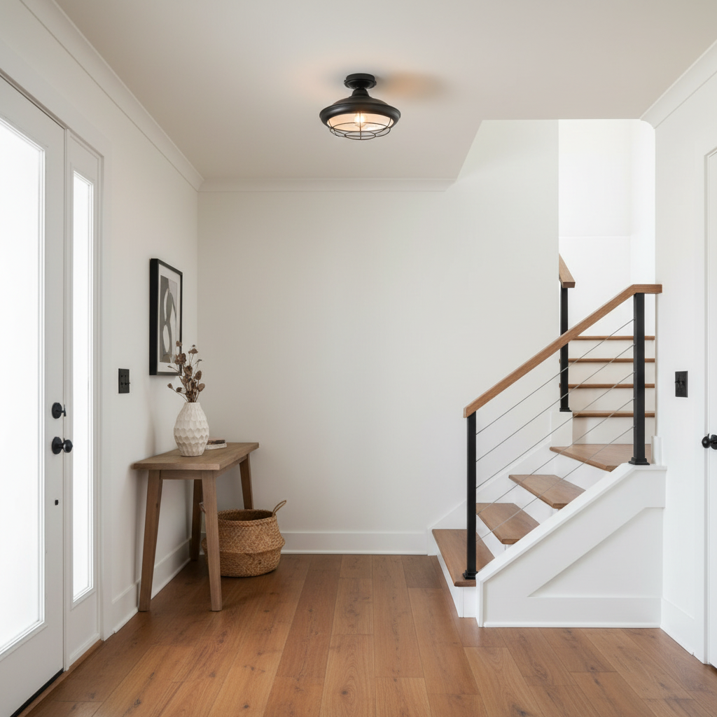 Charleston Matte Black Semi-Flush Mount Ceiling Light Fixture