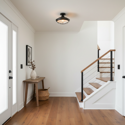 Charleston Matte Black Semi-Flush Mount Ceiling Light Fixture