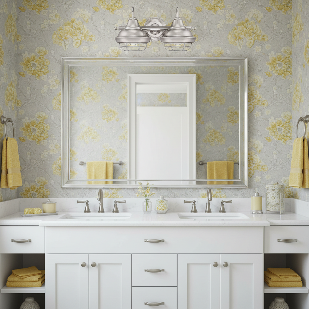 Charleston Satin Nickel 2 Light Wall Sconce / Bathroom Fixture