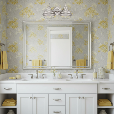 Charleston Satin Nickel 2 Light Wall Sconce / Bathroom Fixture