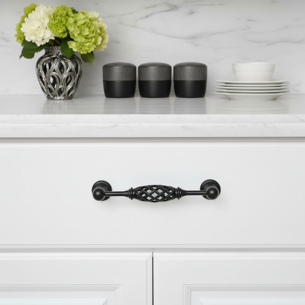Cosmas 1749-5FB Flat Black Birdcage Cabinet Pull