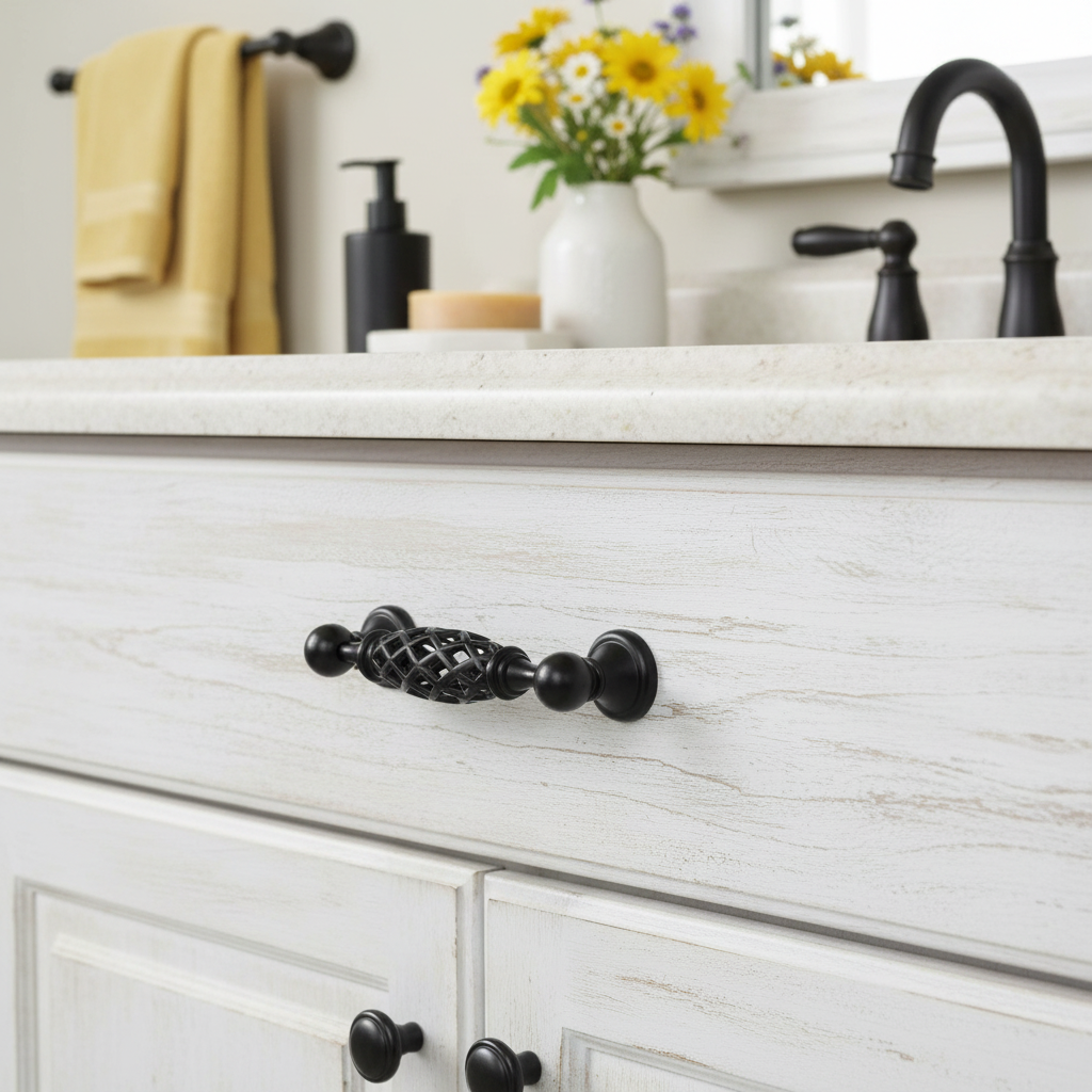 Cosmas 1749-96FB Flat Black Birdcage Cabinet Pull