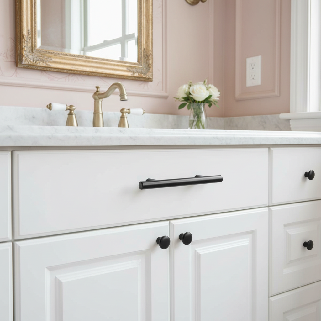 Cosmas 305-96FB Flat Black Euro Style Bar Pull