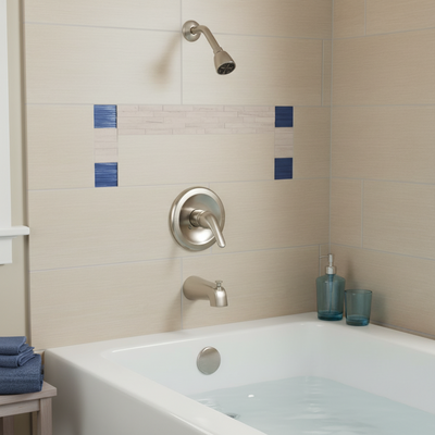 Designers Impressions 611442 Satin Nickel Tub / Shower Combo Faucet