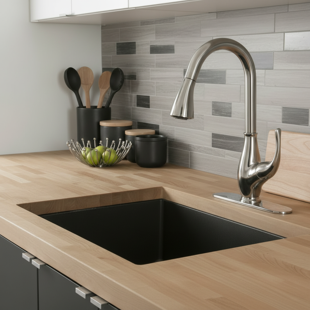 Designers Impressions 611663 Satin Nickel Kitchen Faucet w/ Pull Out Sprayer