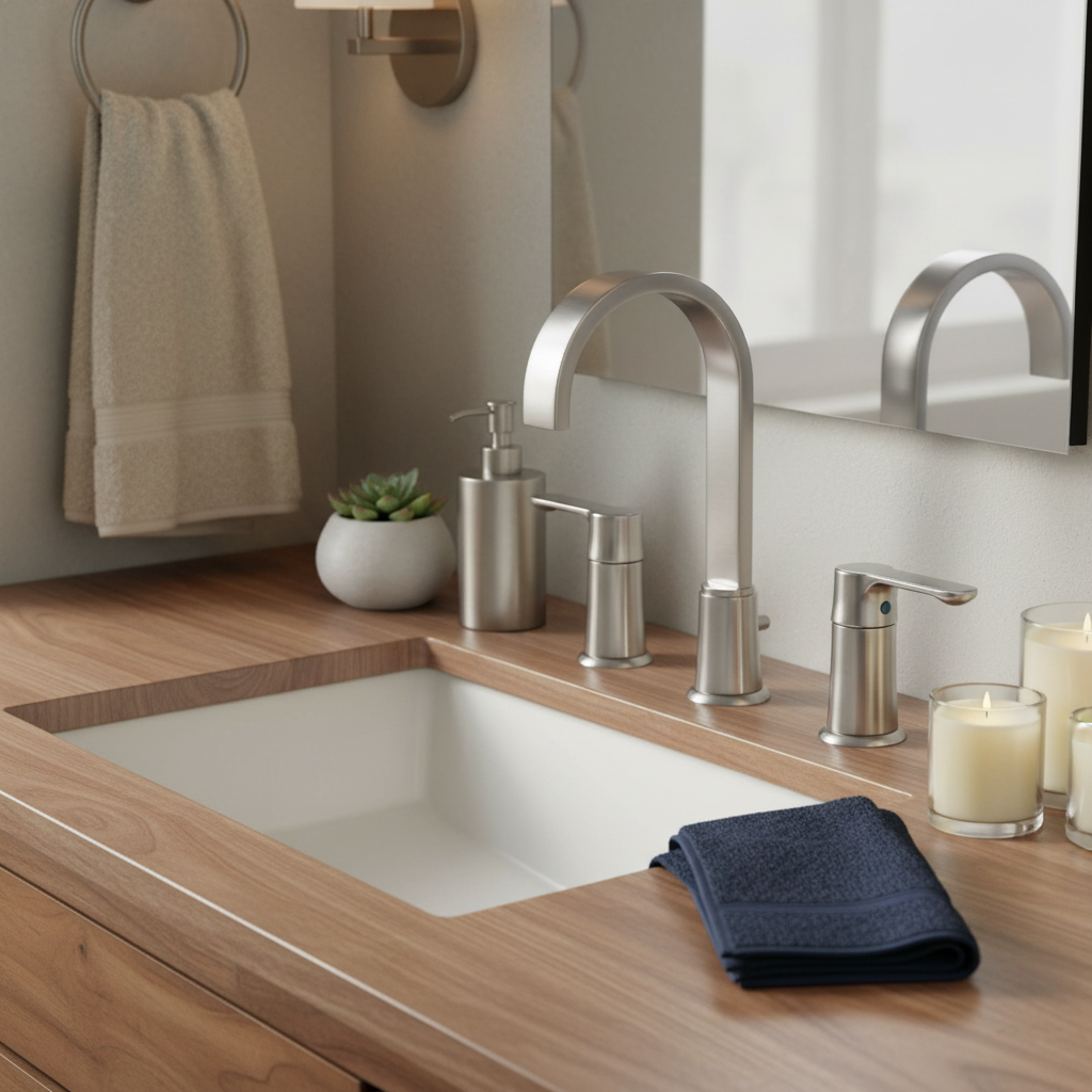 Designers Impressions 615664 Satin Nickel Lavatory Widespread Vanity Faucet