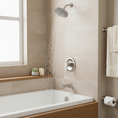 Designers Impressions 615717 Satin Nickel Single Handle Tub / Shower Combo Faucet