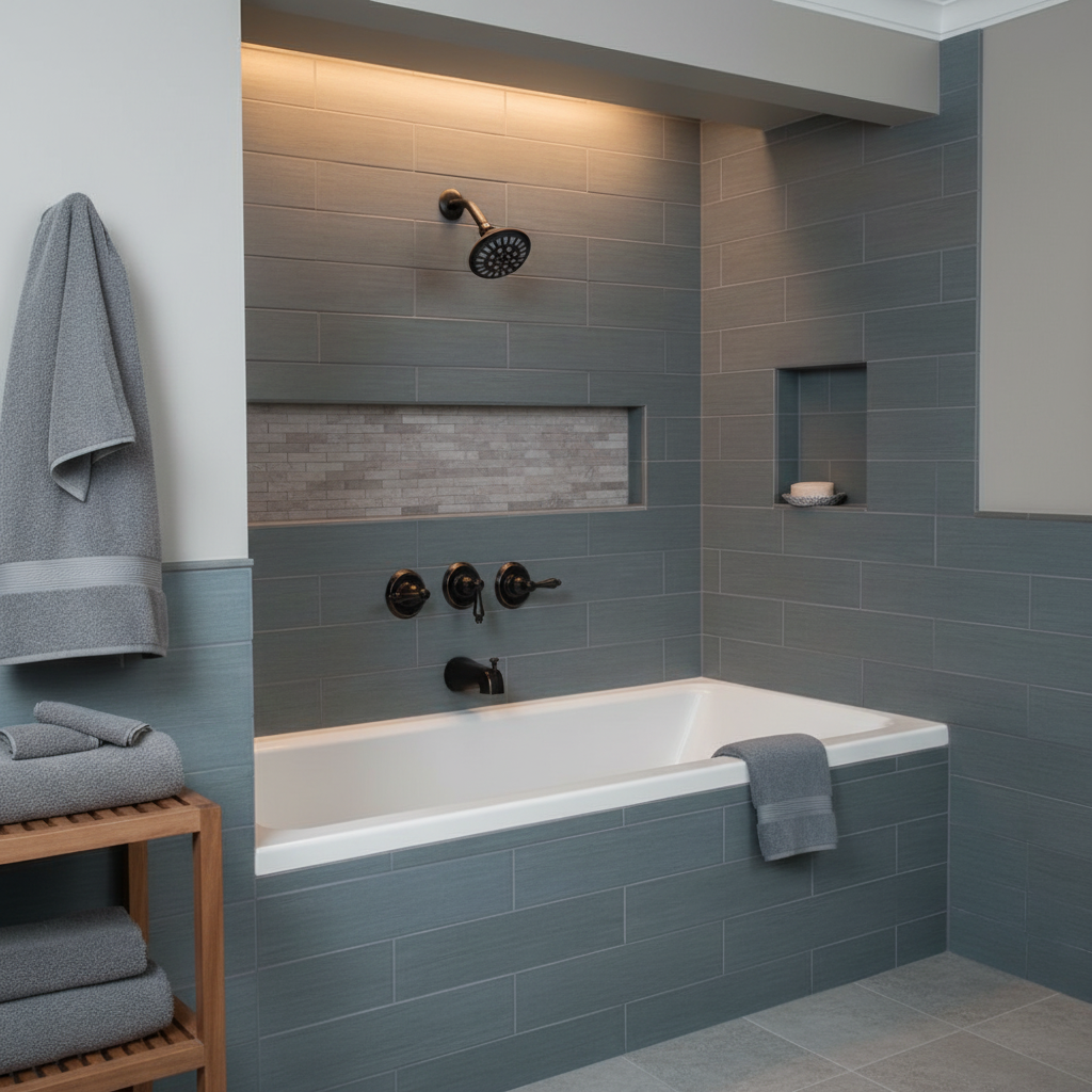 Designers Impressions 651701 Oil Rubbed Bronze Tub / Shower Combo Faucet with Multi-Setting Shower Head