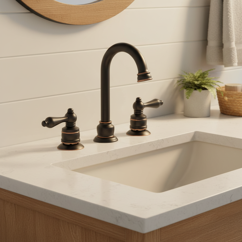 Designers Impressions 659611 Oil Rubbed Bronze Two Handle Widespread Lavatory Vanity Faucet