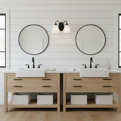 Galveston Matte Black 2 Light Wall Sconce / Bathroom Fixture : 21-0034