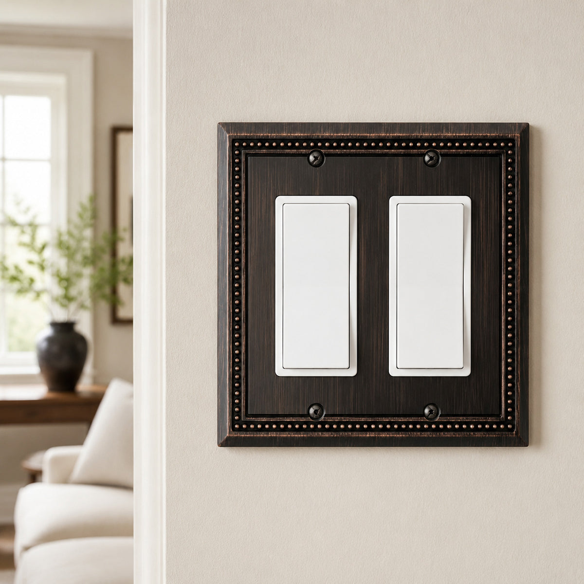 Harmon Aged Bronze Double Decora Decorative Switchplate Cover