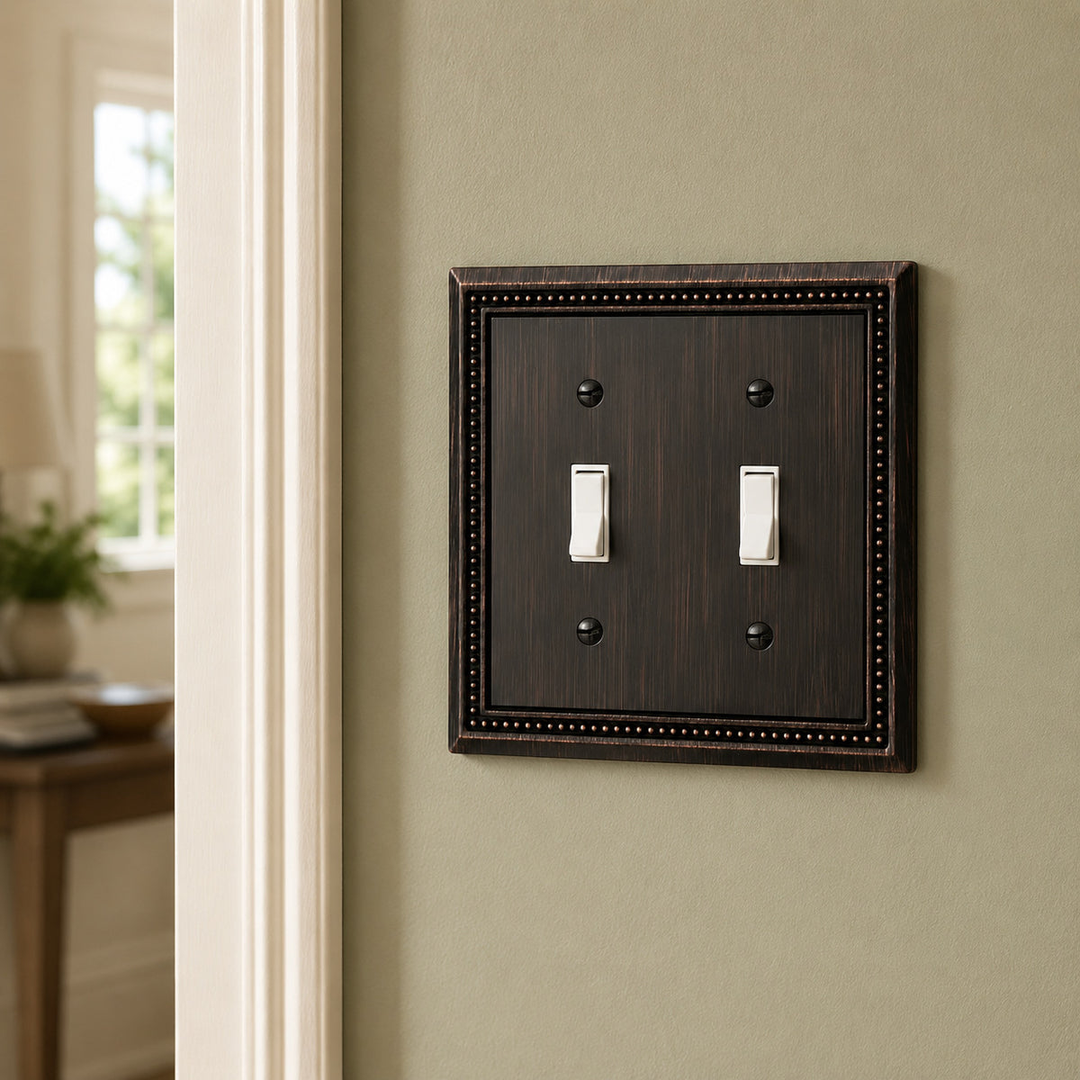 Harmon Aged Bronze Double Toggle Decorative Switchplate Cover