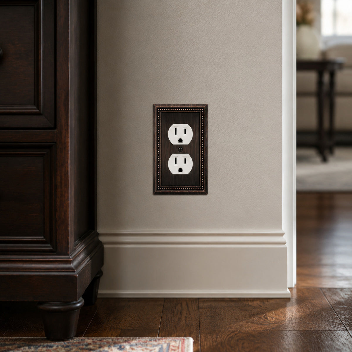 Harmon Aged Bronze Single Duplex Decorative Outlet Cover