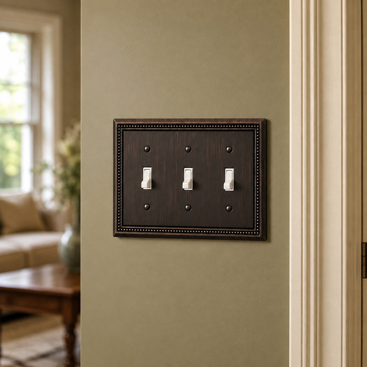 Harmon Aged Bronze Triple Toggle Decorative Switchplate Cover