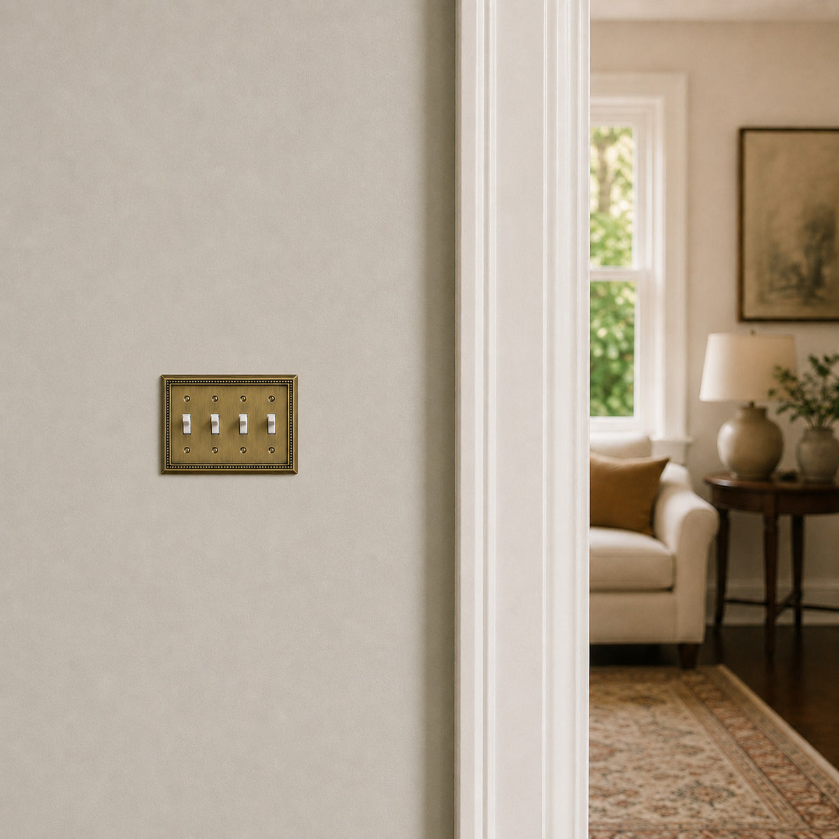 Harmon Antique Brass Quad Toggle Decorative Switchplate Cover