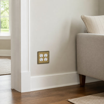 Harmon Antique Brass Double Duplex Rope Edge Outlet Cover