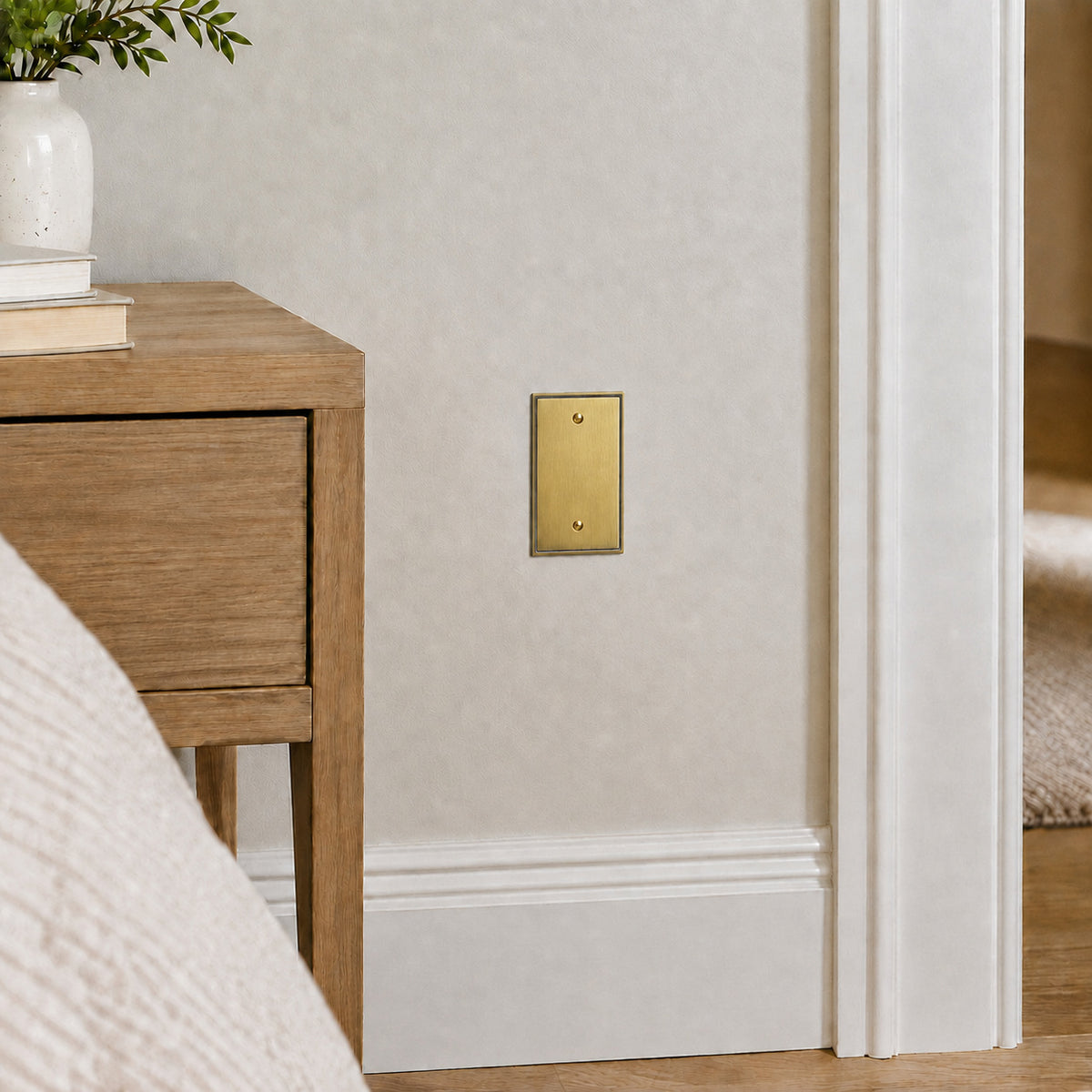 Harmon Antique Brass Single Blank Soft Modern Switchplate Cover