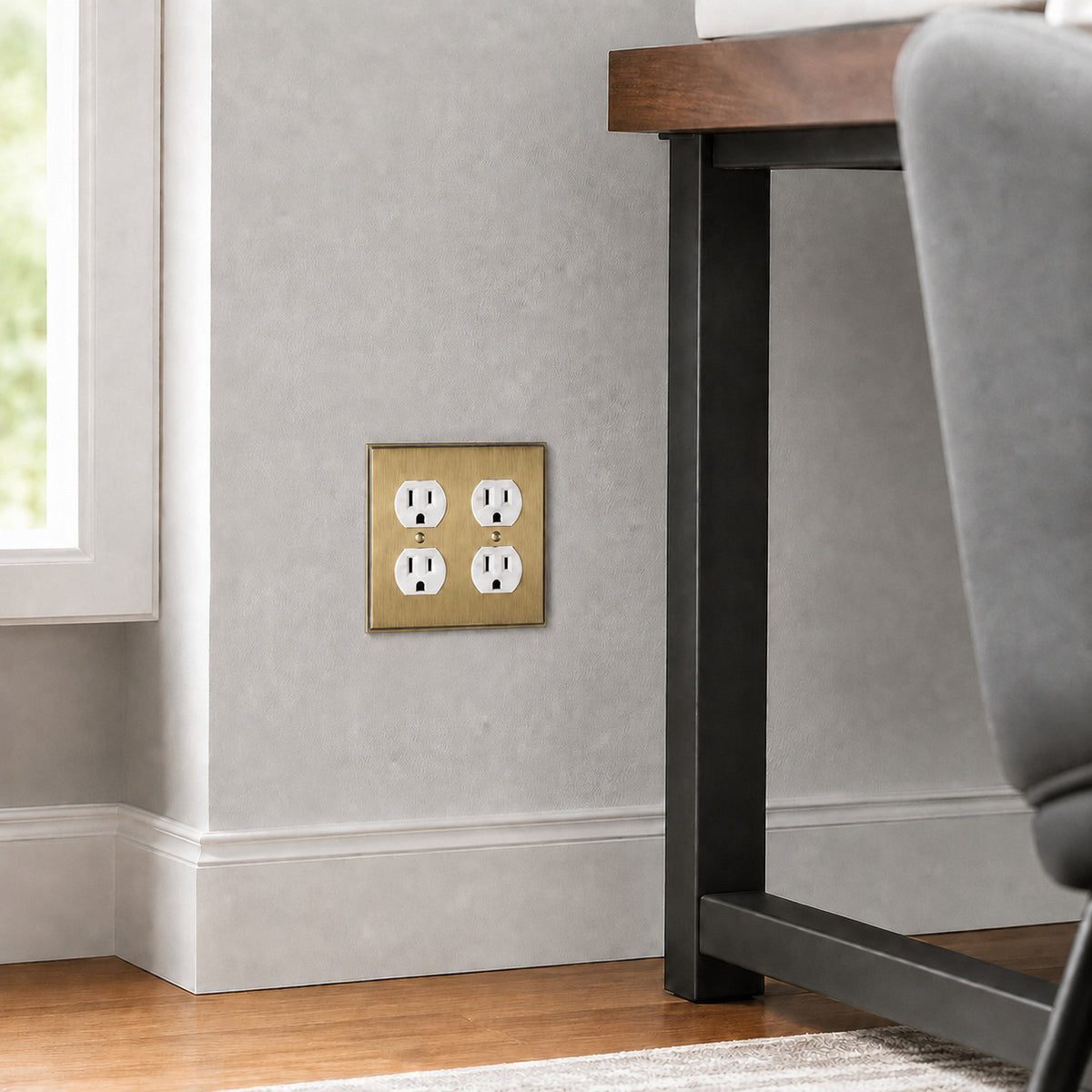 Harmon Antique Brass Double Duplex Soft Modern Outlet Cover