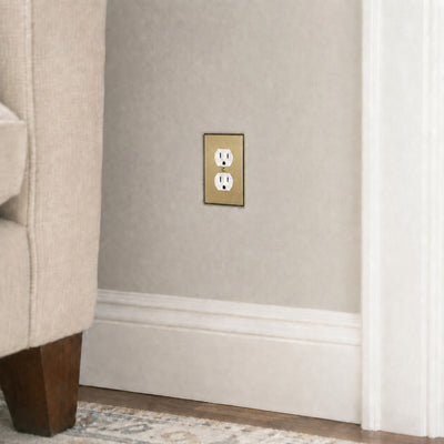 Harmon Antique Brass Single Duplex Soft Modern Outlet Cover