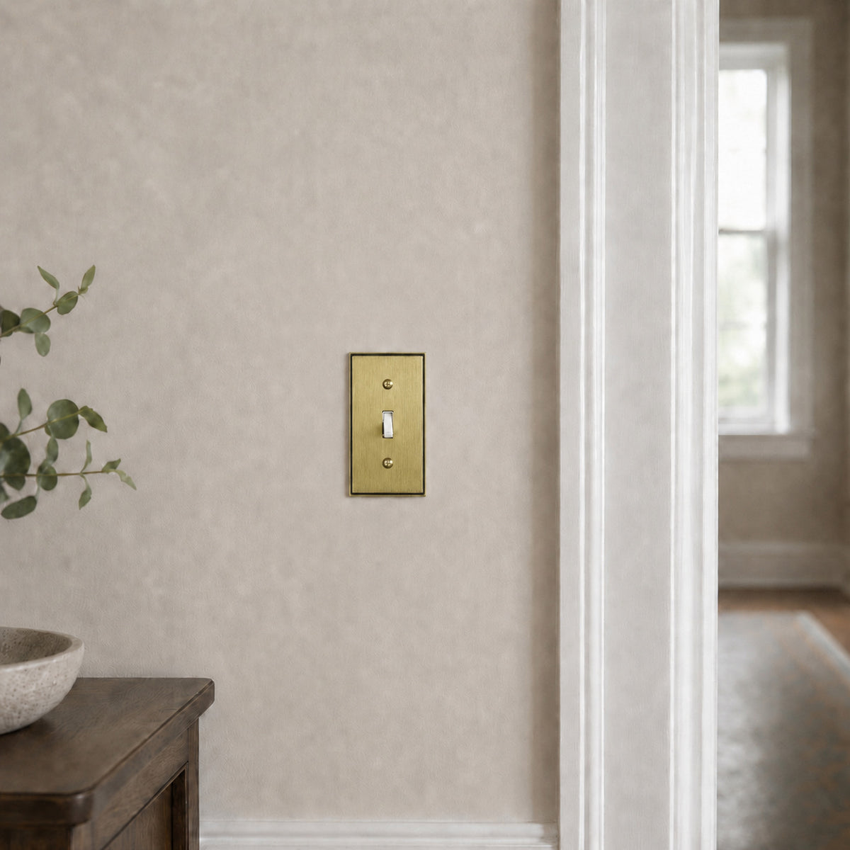 Harmon Antique Brass Single Toggle Soft Modern Switchplate Cover