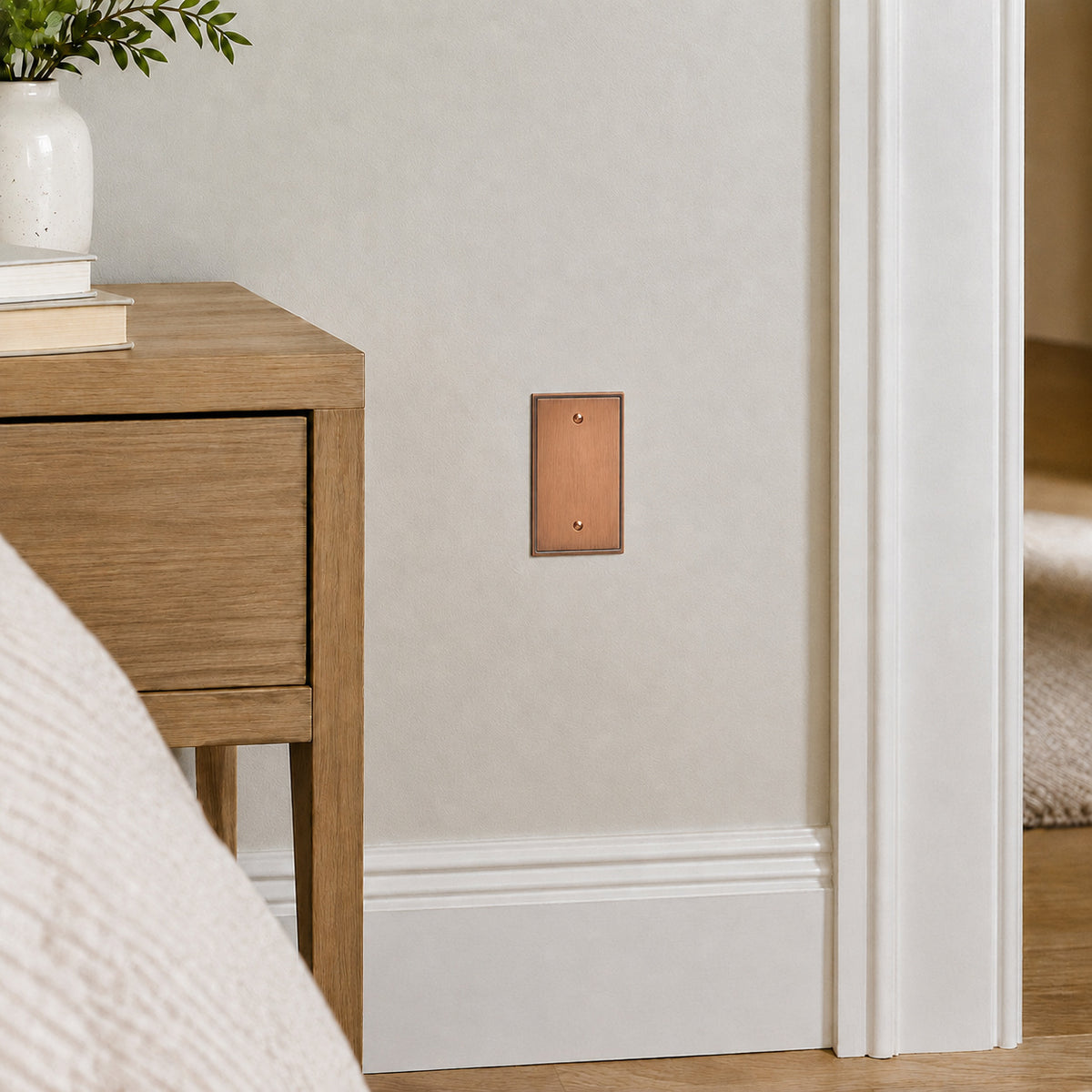 Harmon Antique Copper Single Blank Soft Modern Switchplate Cover