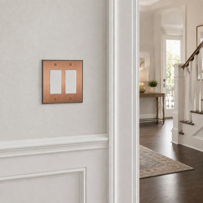 Harmon Antique Copper Double Decora Soft Modern Switchplate Cover