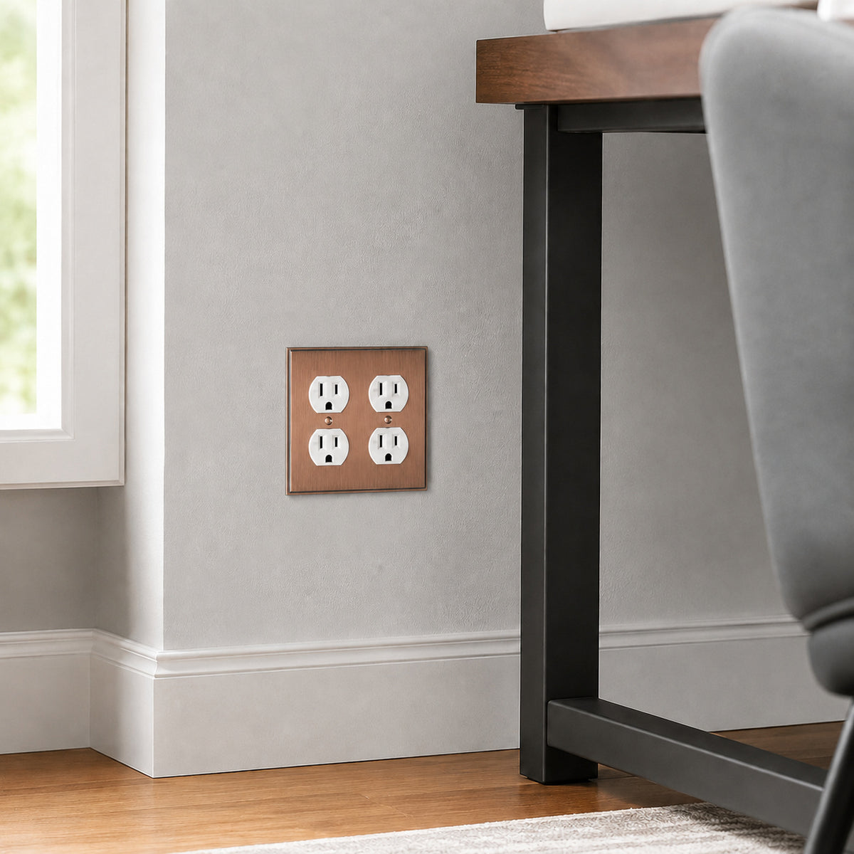 Harmon Antique Copper Double Duplex Soft Modern Outlet Cover