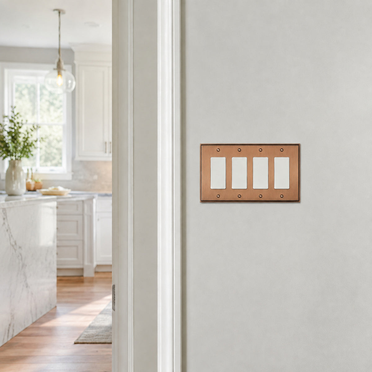 Harmon Antique Copper Quad Decora Soft Modern Switchplate Cover