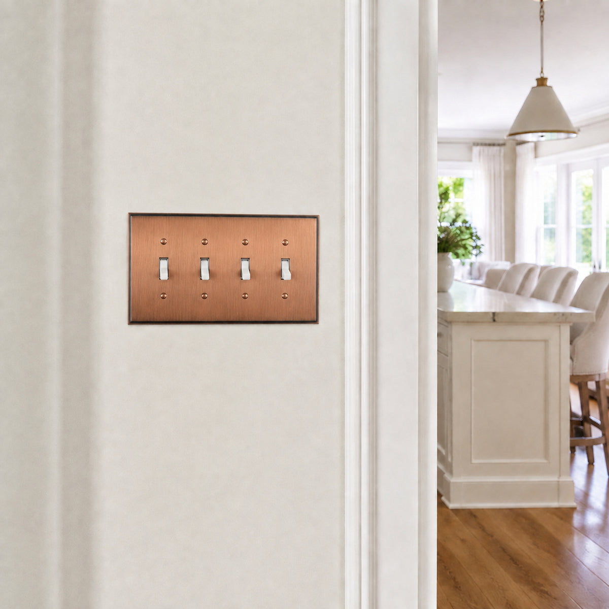 Harmon Antique Copper Quad Toggle Soft Modern Switchplate Cover
