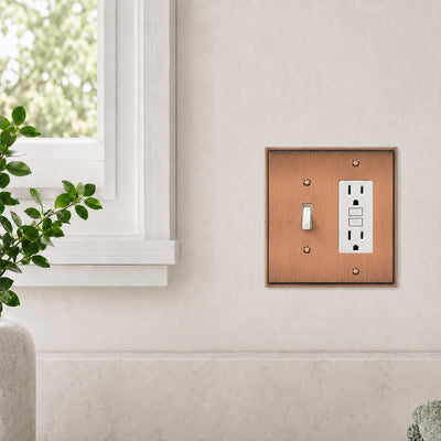 Harmon Antique Copper Single Toggle / Single Decora Soft Modern Switchplate Cover