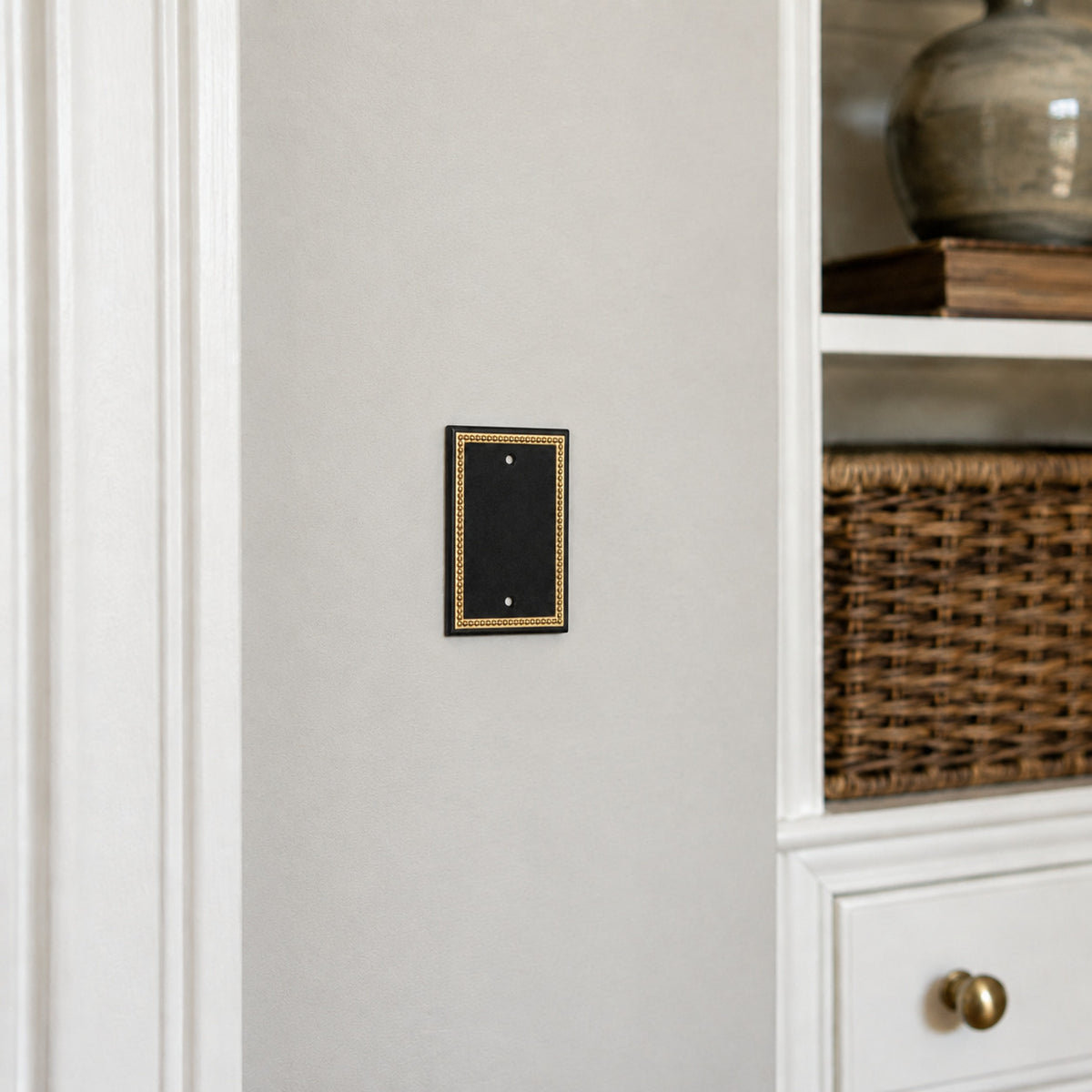 Harmon Black and Brushed Gold Single Blank Decorative Switchplate Cover