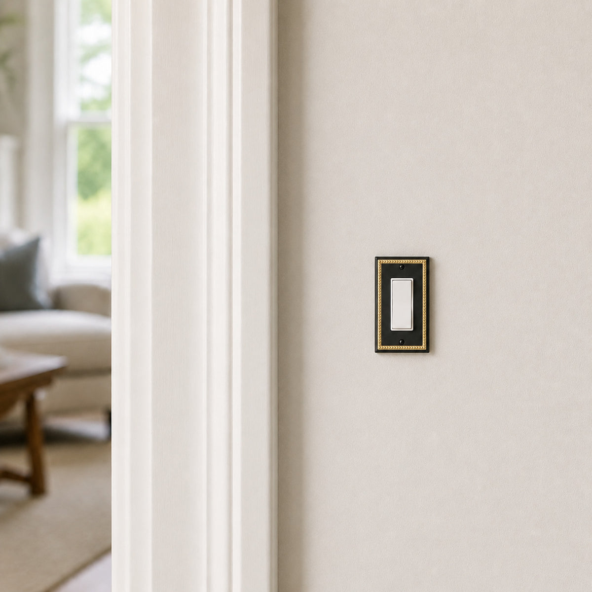 Harmon Black and Brushed Gold Single Decora Decorative Switchplate Cover